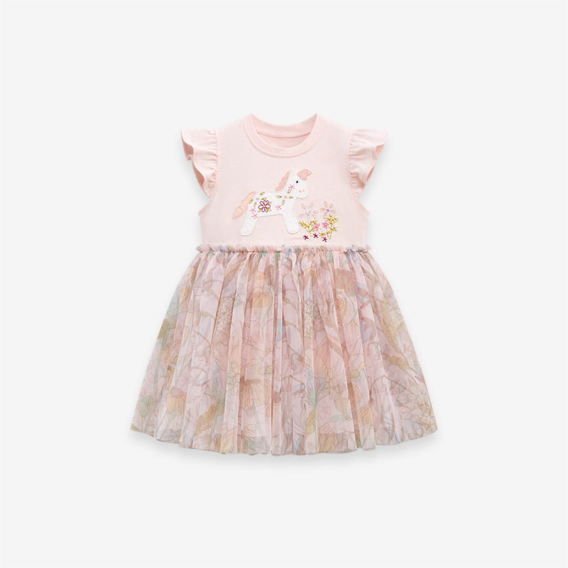 Girls' Tulle Dress, Cotton Kids' Summer Skirt, Cute Animal Girls' Princess Dress