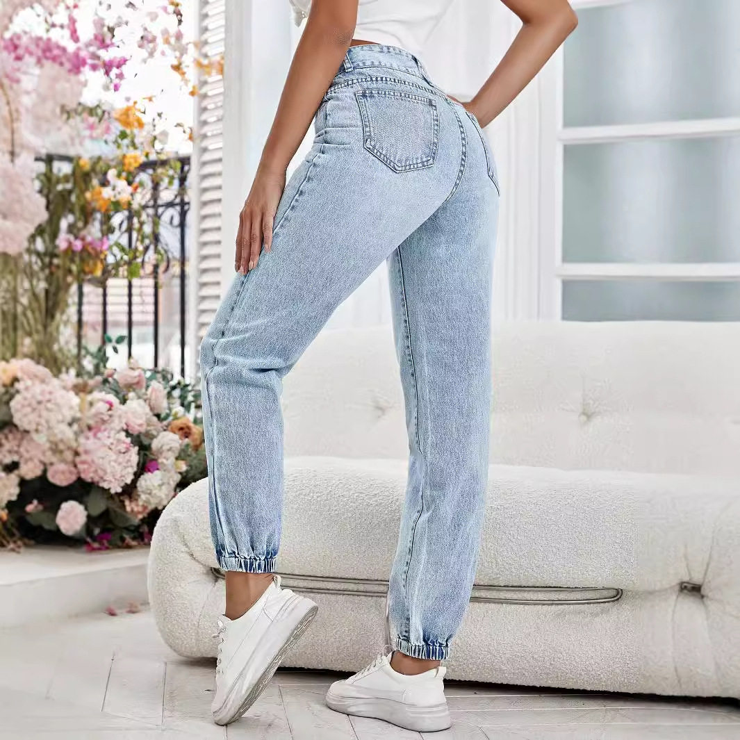 Womens Loose Fit Denim Pencil Pants Slimming Design Versatile Style Comfortable Fabric Casual Wear Ready to Ship