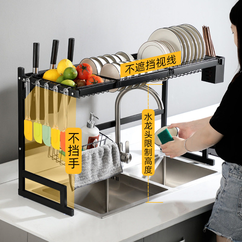 Kitchen Sink Storage Rack Countertop Dish Drainer Multifunctional Storage Organizer