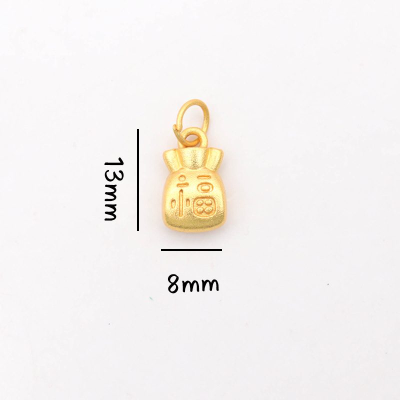 平安喜乐沙金吊坠挂件diy手链手串配件古法金小福牌铃铛串珠配饰