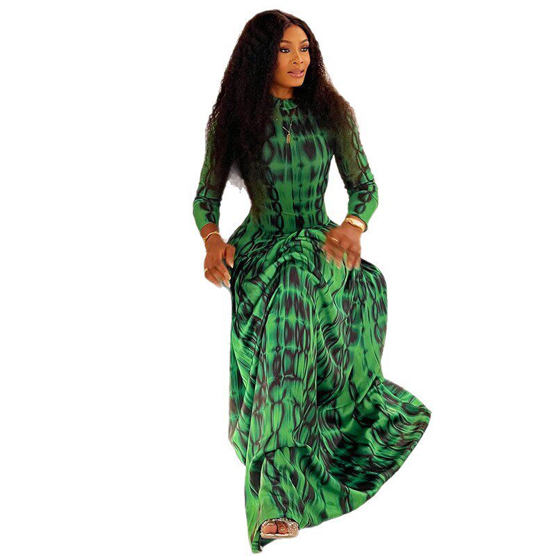 Vintage A Line Dress Comfortable Slimming High Neck Long Sleeve Elegant for Casual or Formal Occasions Wholesale