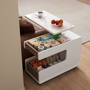 Multifunctional Lifting Side Table, Mobile Sofa Side Cabinet, Small Apartment Coffee Table, Liftable Rotating Corner Table, Side Cabinet