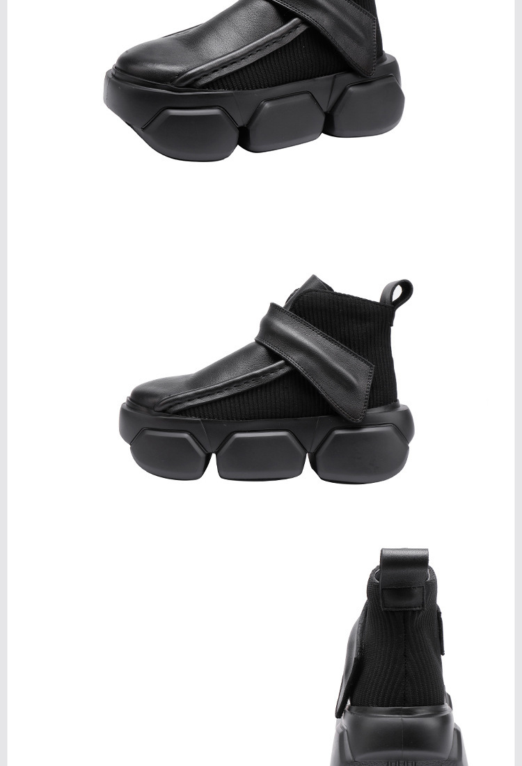 Boot nữ cổ thấp da bò thật đế dày phong cách cổ điển — Màu đen, Màu nâu đậm
