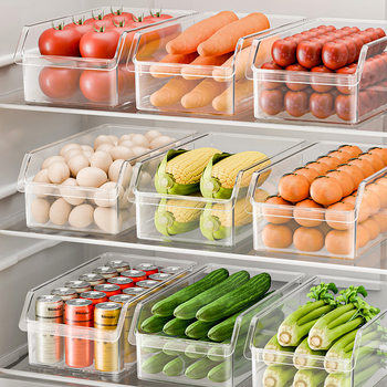 Refrigerator Storage Box Kitchen Plastic Transparent Egg Fruit and Vegetable Organizer Drawer Storage Box Storage Box Crisper Box