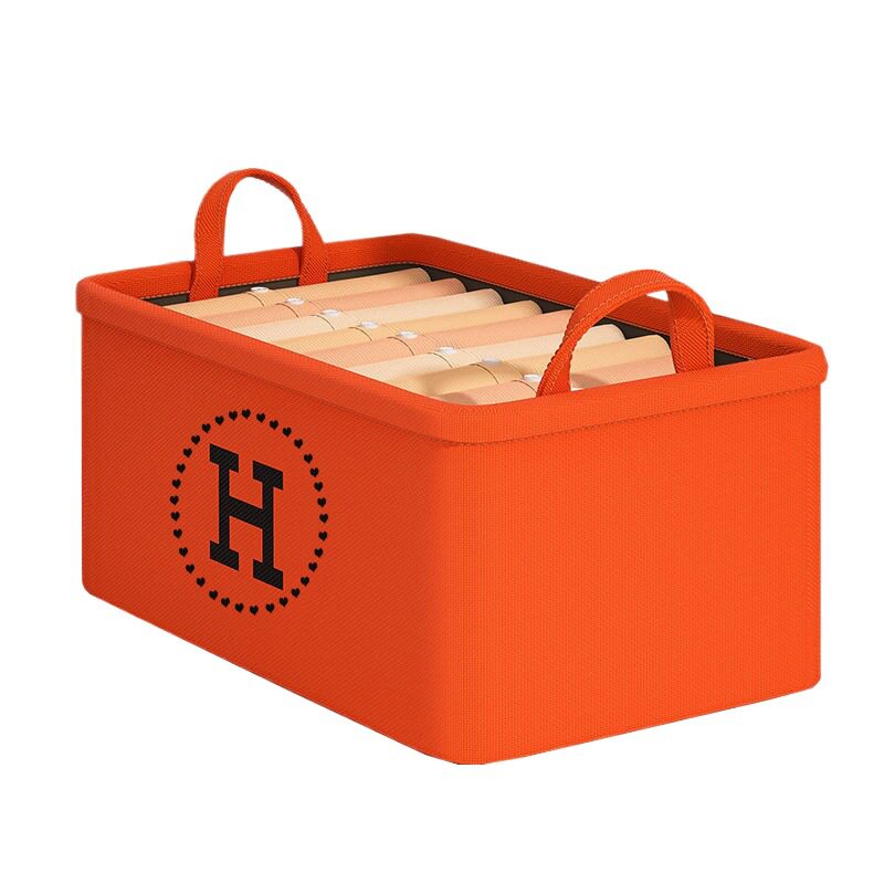 Hermès Orange Storage Basket Cotton and Linen Eva Thickeneded Foldableing Wardrobe Storage Basket Clothes Socks Sundry Storage Box