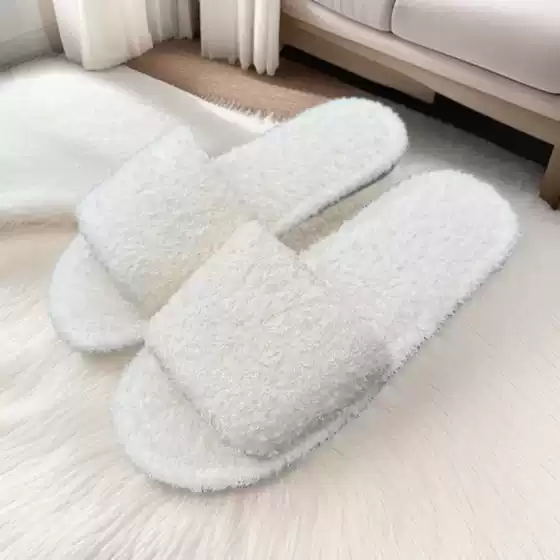 New Cross-Border Foreign Trade Furry Slippers, Lamb Wool Cloud Velvet Home Slippers, Thick-Soled Wedding Slippers, Plush Slippers