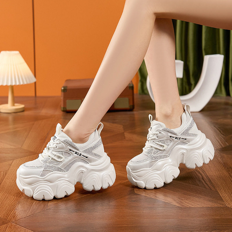 Sandal cao gót nữ hở mũi đế dày 10 cm phong cách mới hè 2025 — Trắng, Bạc
