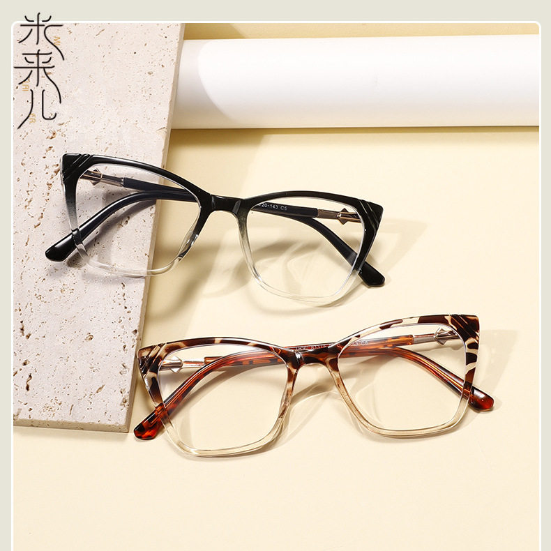 TR90 cross-border retro cat's eye frame anti-blue light flat mirror European and American fashion decorative glasses frame can be equipped with myopia