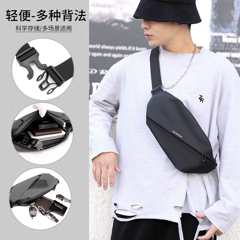 Cross-border New Men's Waist Bag Outdoor Running Mobile Phone Bag Multi-functional Large Capacity Chest Bag Casual Shoulder Crossbody Bag