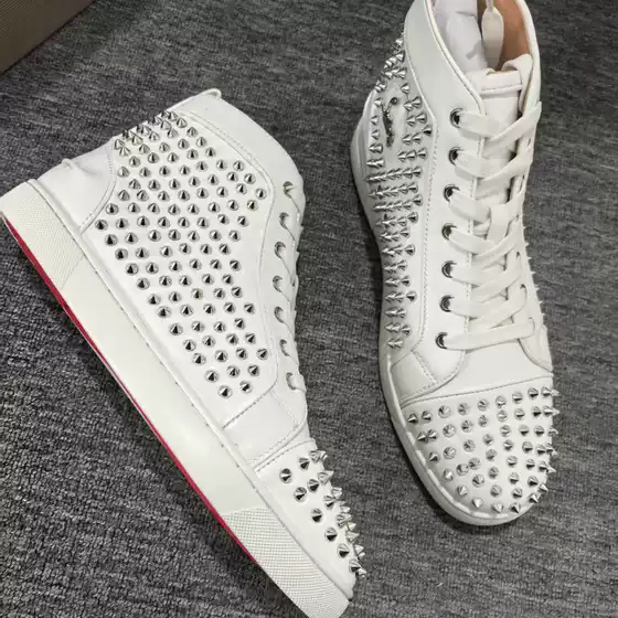 Casual High-Top Printed Sneakers for Men, Trendy Brand with Rivets, Black, Wear-Resistant Men's Casual Shoes, European and American Style, Spring Season