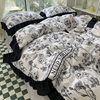 Korean style romantic washed cotton four-piece set thickened autumn and winter brushed Korean style Hepburn style Plaid series dormitory home