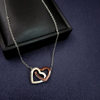 Color separation rose gold double heart titanium steel necklace women's heart buckle stainless steel pendant love diamond jewelry