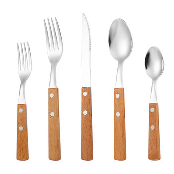 304 stainless steel knife, fork and spoon Japanese-style solid wood handle Western tableware steak knife dessert fork tea spoon tableware suit wholesale