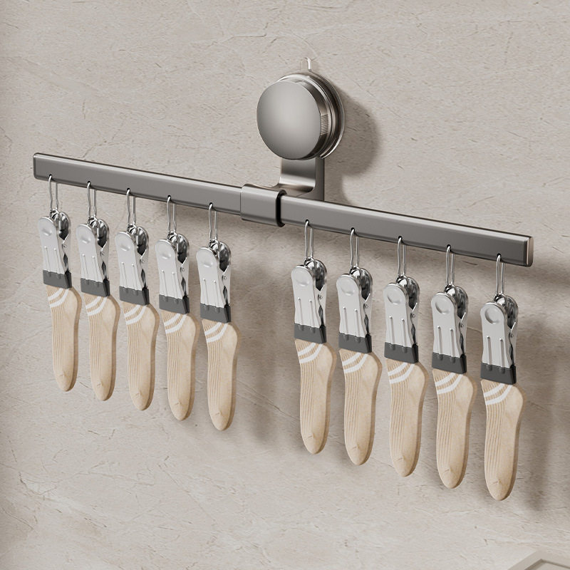 Suction cups socks drying rack multi-clip drying rack balcony indoor home hanging underwear folding drying socks artifact