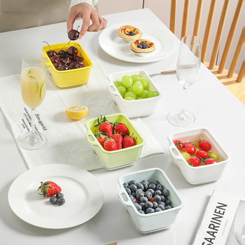 Double-layer Transparent Draining Basket Kitchen Household Living Room Coffee Table Fruit Plate Simple Small Double-layer Equipment Vegetable Box