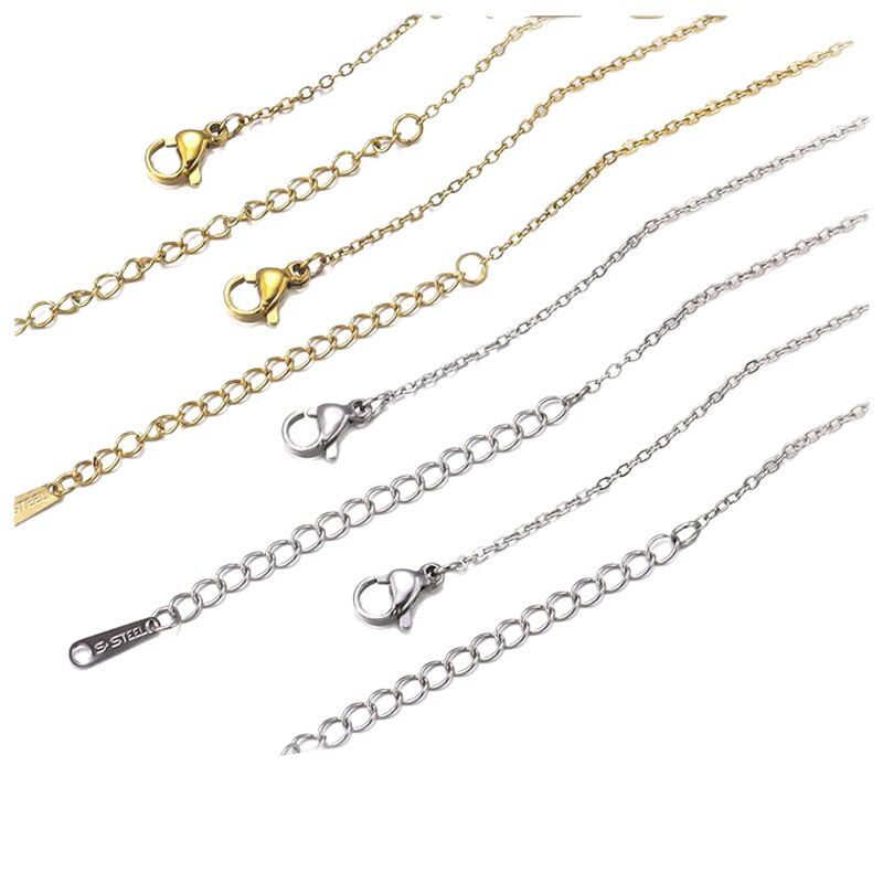 Spot Women's Titanium Steel Necklace O-Shaped Chain Chain Lip Chain Flat Cross Stainless Steel Necklace Length Multiple Specifications