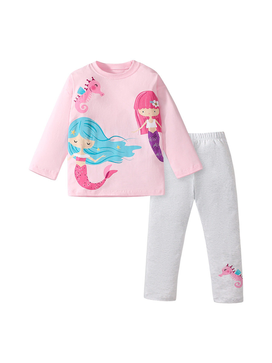 Ensemble fille d'automne sur mesure, t-shirt manche longue tout-petit, ensemble enfant dessin animé