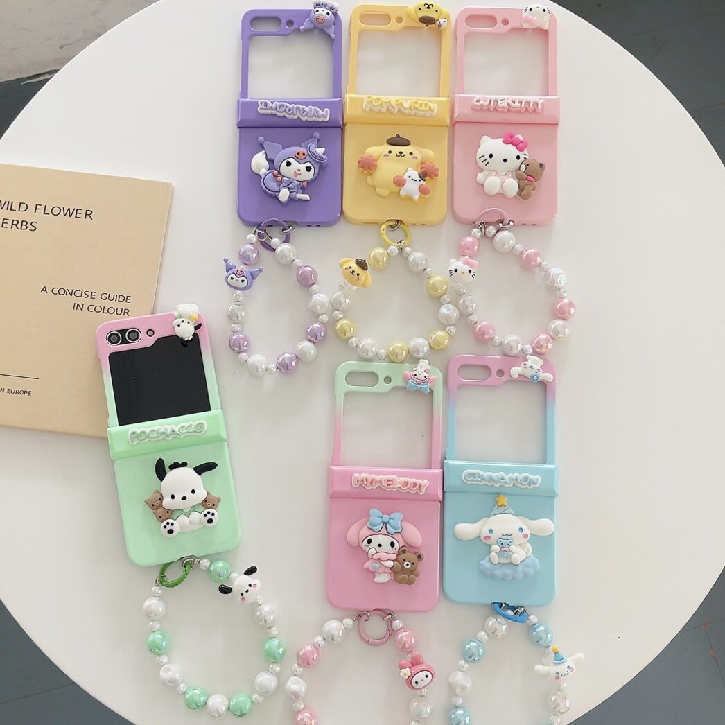 For gradient three-dimensional cartoon galaxy zflip6/3/4 mobile phone case Samsung 5th generation folding protective chain