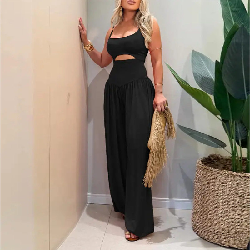 Summer Womens Two Piece Set Casual Loose Solid Color Cami Top and Wide Leg Pants Perfect for Everyday Wear Wholesale
