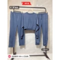 Navy blue round neck + cuffed pants