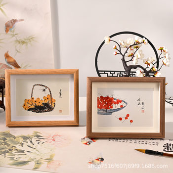 New Chinese-Style Three-Dimensional 6inch Frame Empty Frame Wall-Mounted Wooden Calligraphy and Painting Frame 7810inch A4 Cultural and Creative Display Stand Handmade