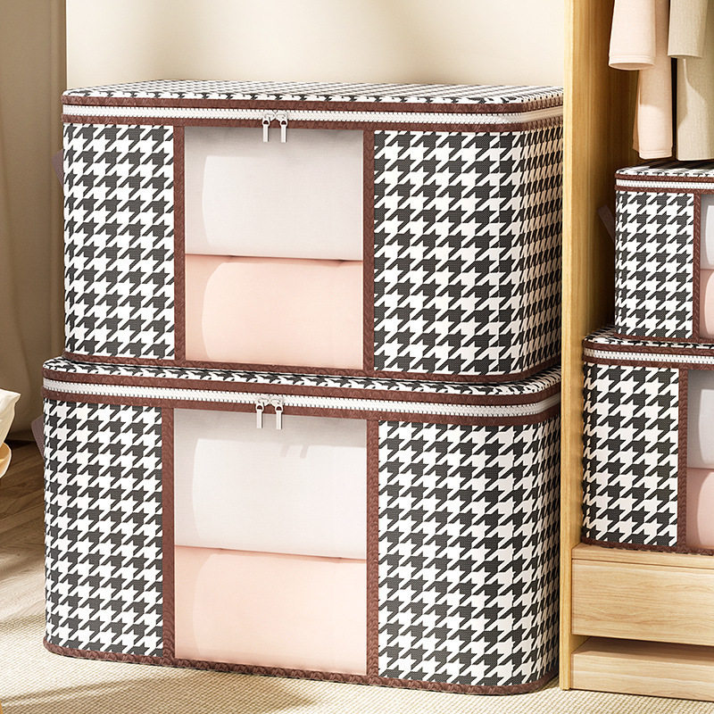 ins style houndstooth storage box Internet celebrity style window storage bag non-woven fabric storage basket folding underwear storage box