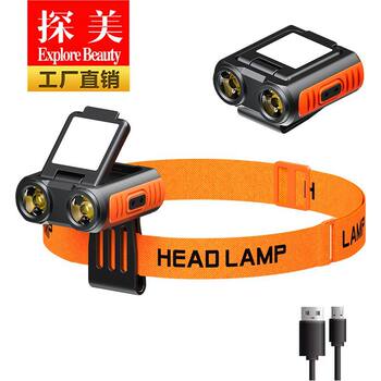Cross-border new induction cap lamp dual-light foldable headlight Type-C charging multifunctional head-mounted night fishing lamp
