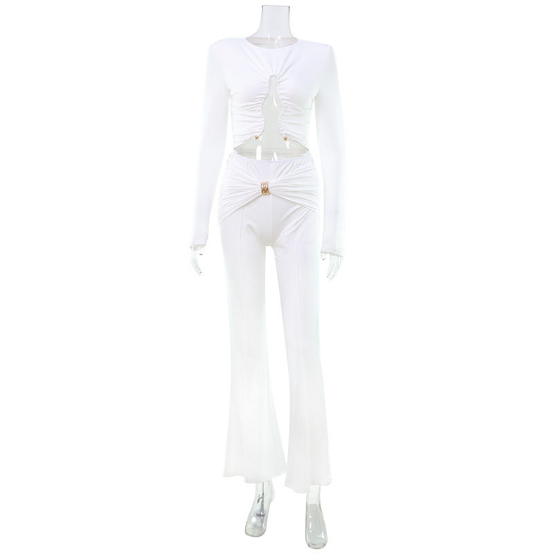 Womens Autumn Winter Elegant Two Piece Set Slim Fit Pleated Design Fashionable Style Perfect for Formal Occasions