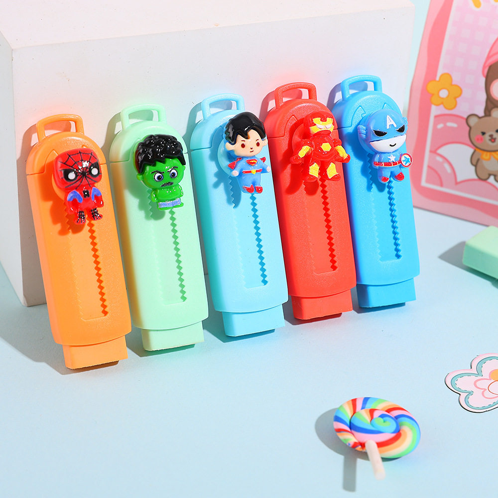 Cute Marvel Push-Pull Eraser Leaves No Traces, No Chips, Clean and Creative Stationery Cartoon Student-Specific Push-Button Eraser