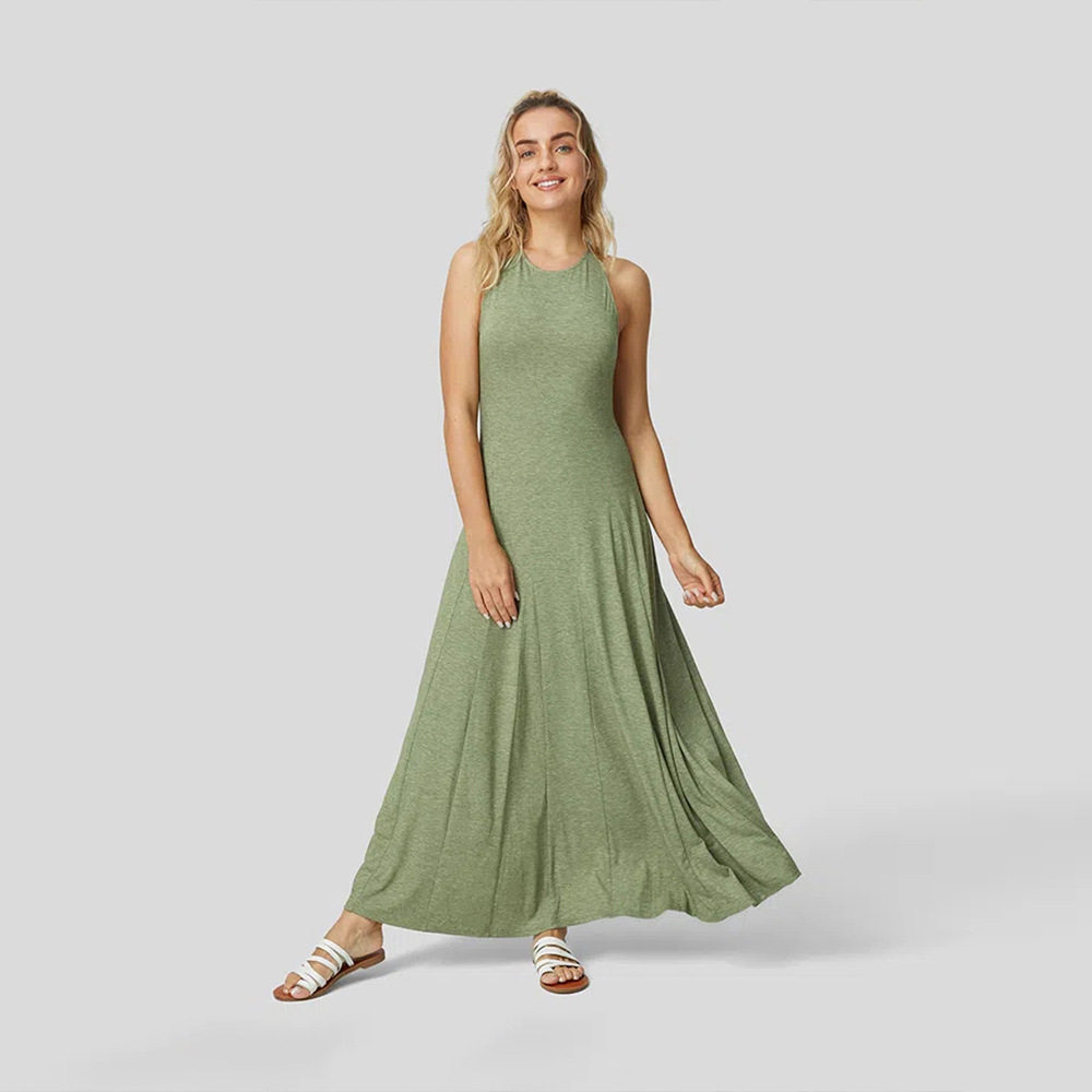 Comfortable Casual Knitted Dress Waist Defining Flared Hem Colorful Cotton Perfect for Spring Summer Events