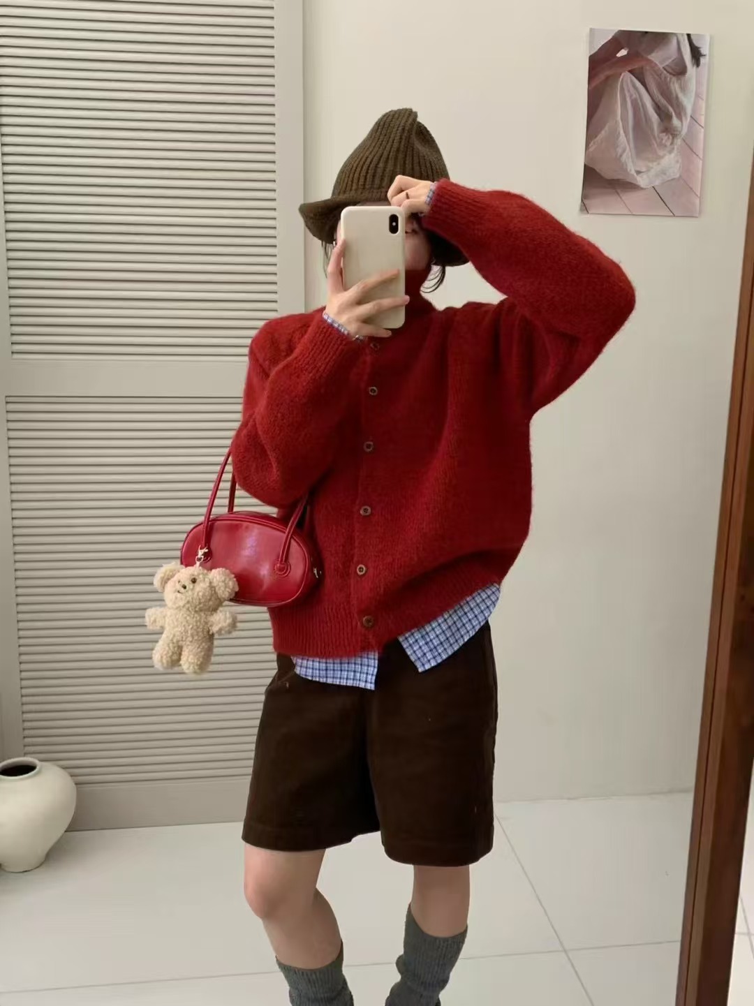 韩系复古立领高领毛衣外套女秋冬软糯糯上衣外穿宽松慵懒针织开衫