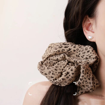 European and American Stylish Versatile Hot Girl Leopard Print Hair Tie High-End Ponytail Hair Rope Rubber Band Ball Hair Accessories