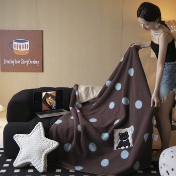 Winter Thickeneded Warm Imitation Cashmere Blanket Sofa Nap Blanket Maillard Style Cute Cartoon Velvet Blanket Home Blanket