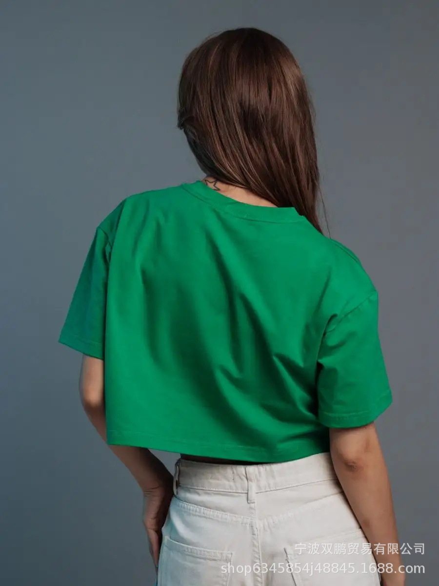 Womens Short Sleeve T Shirt Solid Color Y2K Style Cotton Fabric Casual Spring Summer Wear Wholesale Available