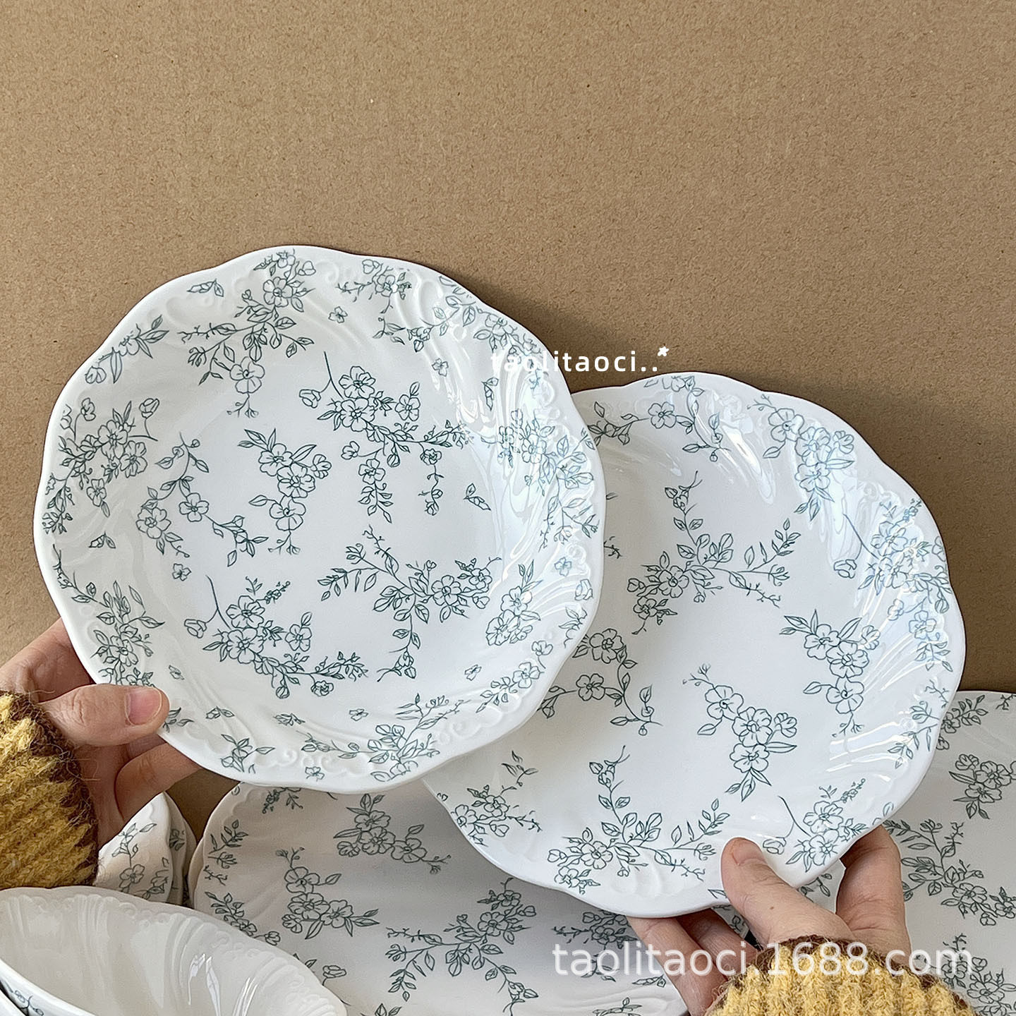 Ins Ceramic Shallow Plate Oval Western Food Afternoon Tea Dessert Cake European Style Bone Plate Tableware Gift Set