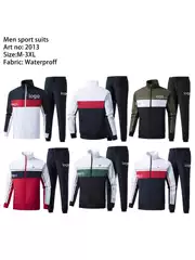 2024 Spring/Fall Best-Selling Men's High-End Fashion Polyester Suit Set with Crocodile Logo Color-Block Jacket (Exported)