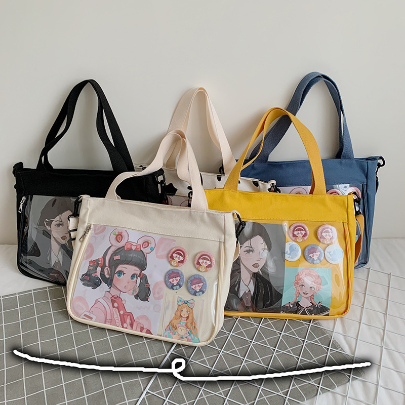 Cute Cartoon Maiden Printing Canvas Package Fashion Personality High capacity Package Package Female Sweet Western style Portabl 可爱卡通少女印花帆布包时尚个性大容量包包女甜美洋气便携单肩包 Cute Cartoon Maiden Printing Canvas Package Fashion Personality High capacity Package Package Female Sweet Western style Portable Package 