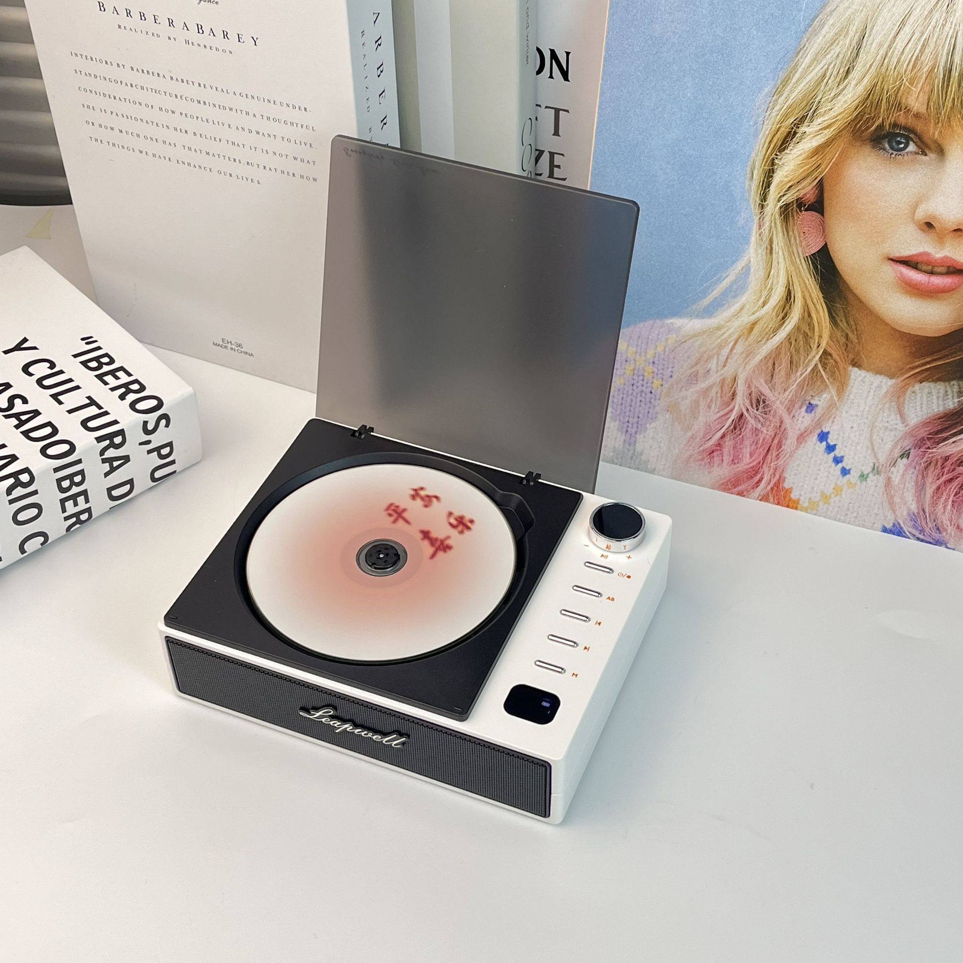 Retro Multifunctional Cd Player with Two-Way Bluetooth Audio Portable Music Album Disc Player Birthday Gift