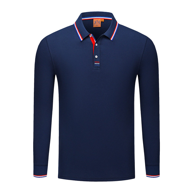 polo衫定制印logo长袖男立领商务风工作服纯棉轻奢翻领广告文化衫