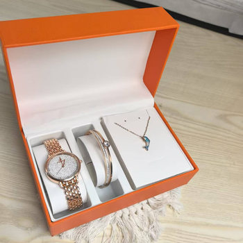 Women's Quartz Watch Fashion Steel Watch Stainless Steel Diamond Bracelet Combination Watch suit Large Dial