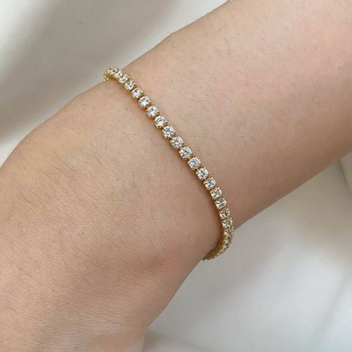 European and American Cross-Border New Stainless Steel Diamond Bracelets, Cold Style, Multiple Rows of Diamonds, Micro-Paved Zircon Jewelry, Men's and Women's Hand Accessories