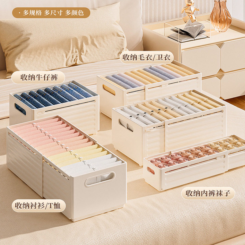 Household Wardrobe Storage Layered Artifact Pants Storage Box Plastic Box Storage Basket Retractable Clothes Storage Box