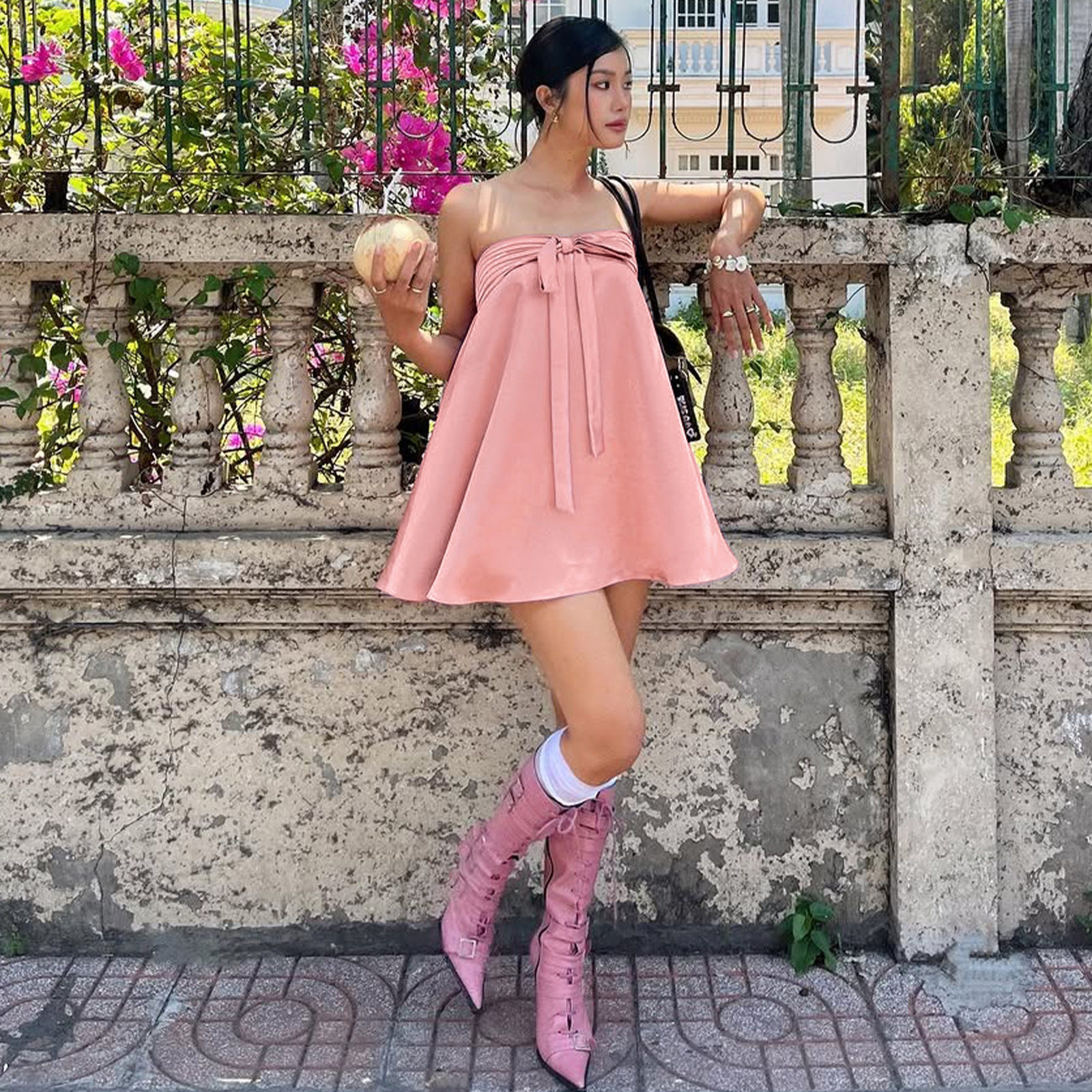 Satin Strapless Bodycon Dress Solid Color Sleeveless Trendy Street Style Spring Summer Fashion Wholesale Available