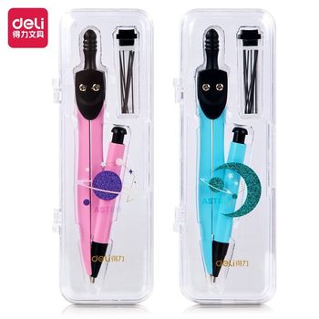 Deli 72154 Compass for Students, Suitable for Middle School and Elementary School Exams, Math Geometry Drawing Circle Set with Ruler and Compass