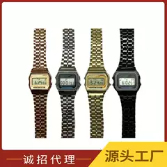 15-Square Fashion Stainless Steel Strap Unisex Digital Sports Watch