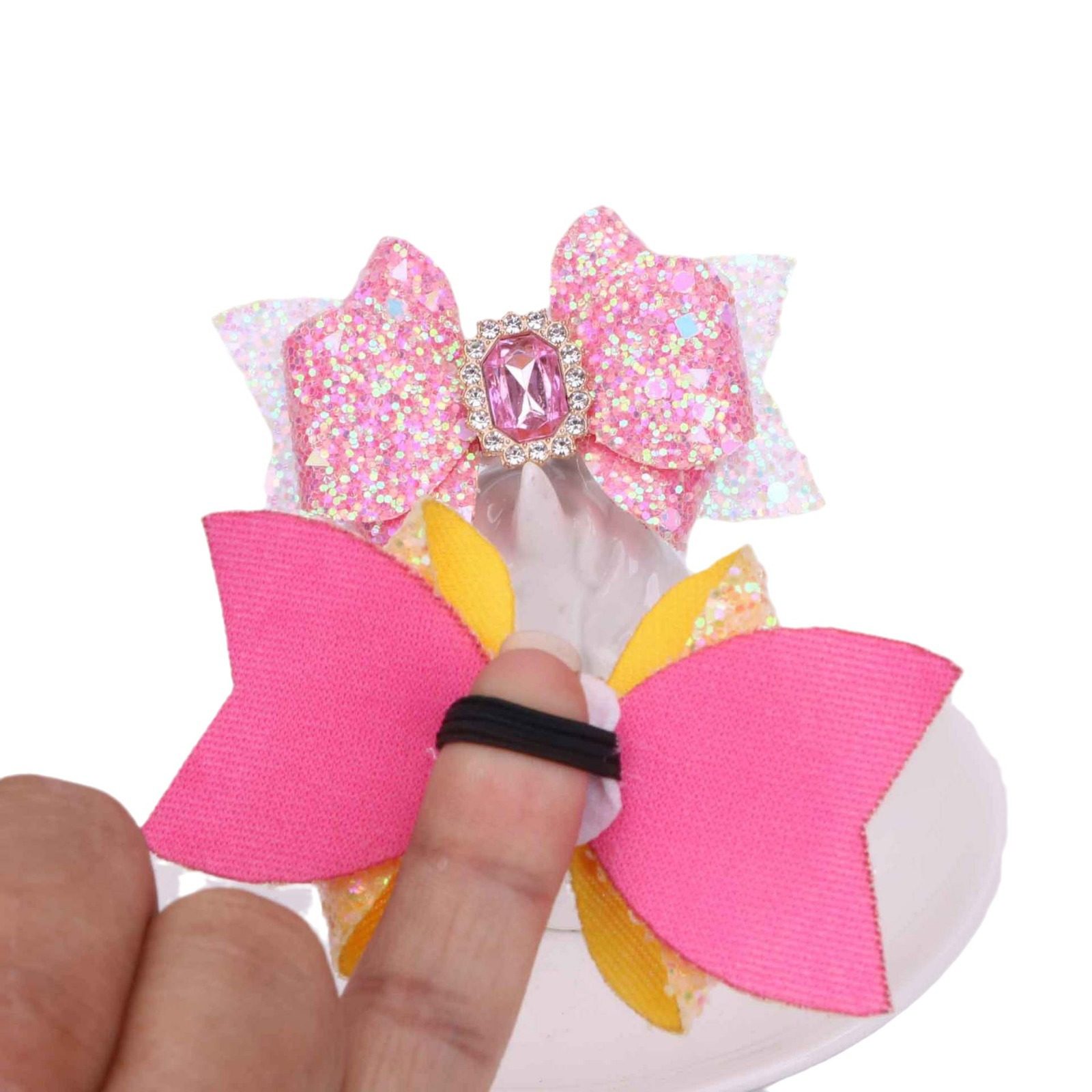 2024跨境新款蝴蝶结吸管装饰品格利特皮筋扣水杯亮片燕尾配件