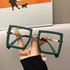 New Thick Frame Square Flat Mirror Anti-Blue Light Internet Celebrity Style Plain Glasses Frame for Women with Big Faces Retro Glasses for Men Cross-Border