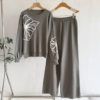 Cross-Border European and American Export Elegant Knitted Suit Round Neck Embroidered Sweater + Loose Casual Wide-Leg Pants Two-Piece Set for Women