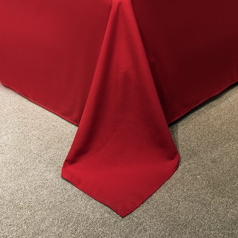 New pure color washed cotton embroidery four-piece set high-end red wedding bedding student dormitory quilt cover wholesale