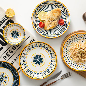 Factory Wholesale Nordic Ceramic Dishes Good-looking Eating Bowl Soup Plate Dishes Bowl Household 2022 New Dinnerware